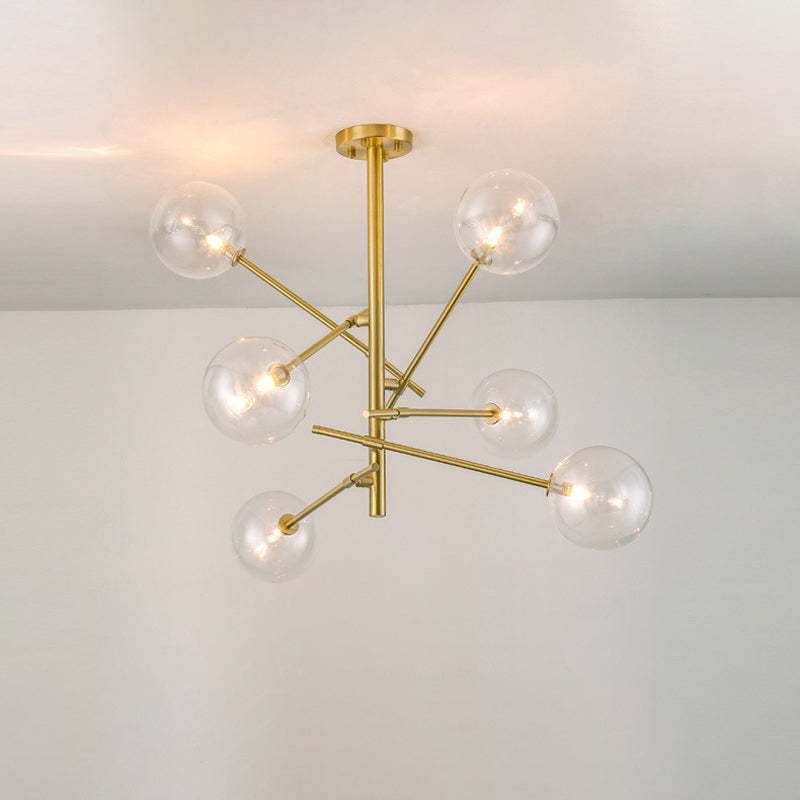 Modern Clear Glass And Gold Bubble Pendulum Light Chandelier For Dining Room