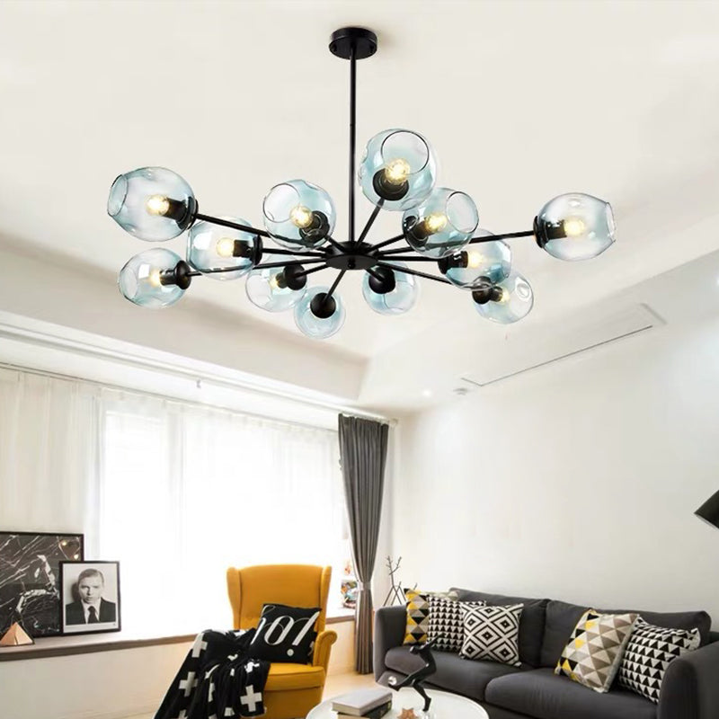 Nordic Gradient Glass Pendant Light With Dimpled Finish - Ideal For Living Room 12 / Black Blue