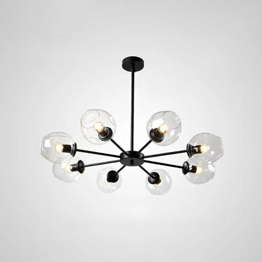 Nordic Gradient Glass Chandelier Pendant Light with Cup Shade for Living Room