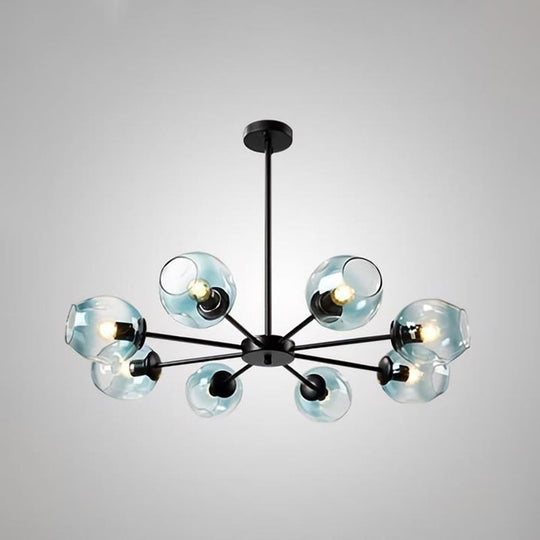 Nordic Gradient Glass Pendant Light With Dimpled Finish - Ideal For Living Room 8 / Black Blue