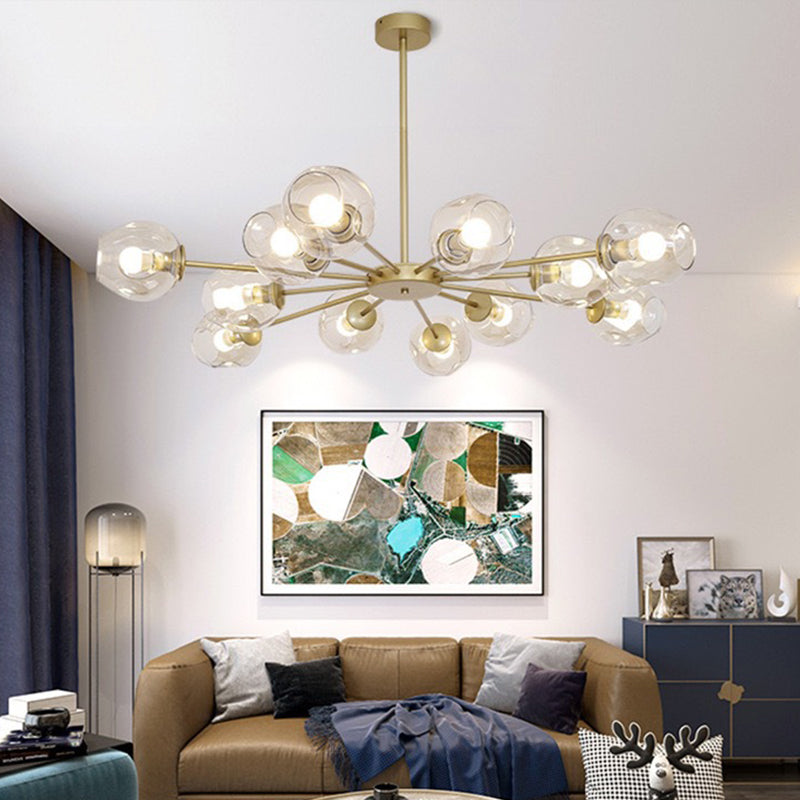 Nordic Gradient Glass Chandelier Pendant Light with Cup Shade for Living Room