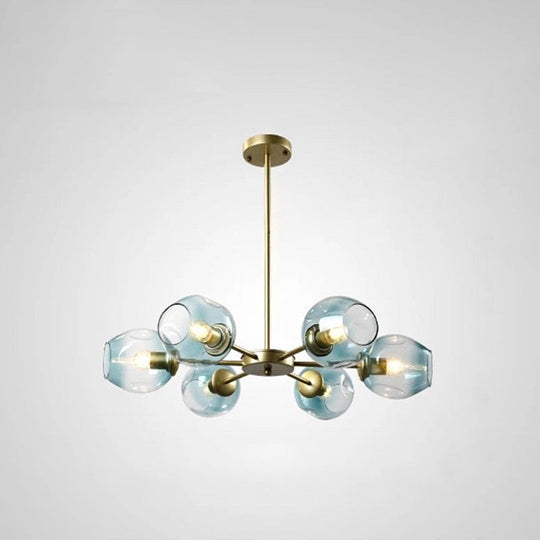 Nordic Gradient Glass Chandelier Pendant Light with Cup Shade for Living Room