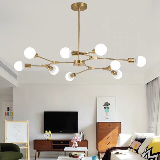 Contemporary Metal Sputnik Chandelier With White Glass Shade