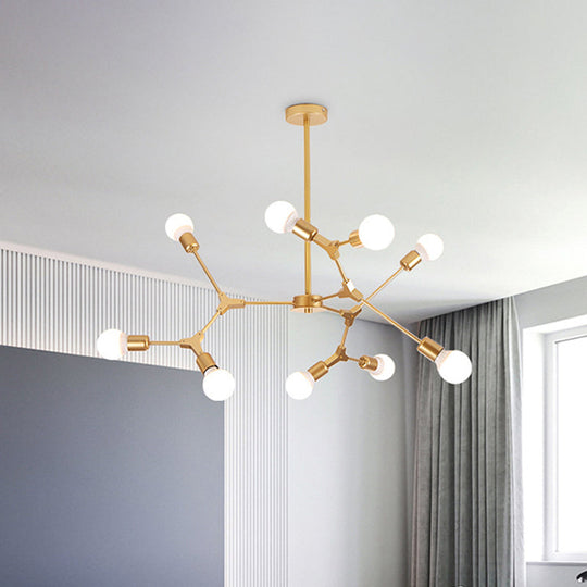 Contemporary Metal Sputnik Chandelier With White Glass Shade