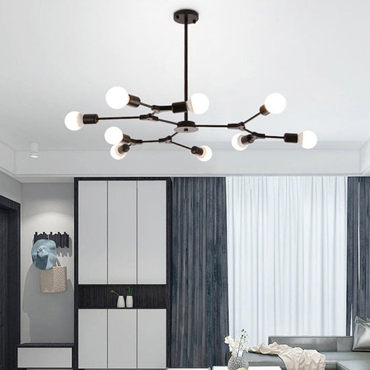 Contemporary Metal Sputnik Chandelier With White Glass Shade