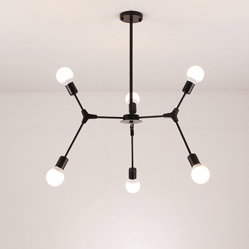 Contemporary Metal Sputnik Chandelier With White Glass Shade