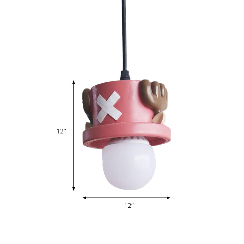 Cartoon Pirate Pendant Light - Resin Single Hanging Lamp For Corridor And Foyer (Red)