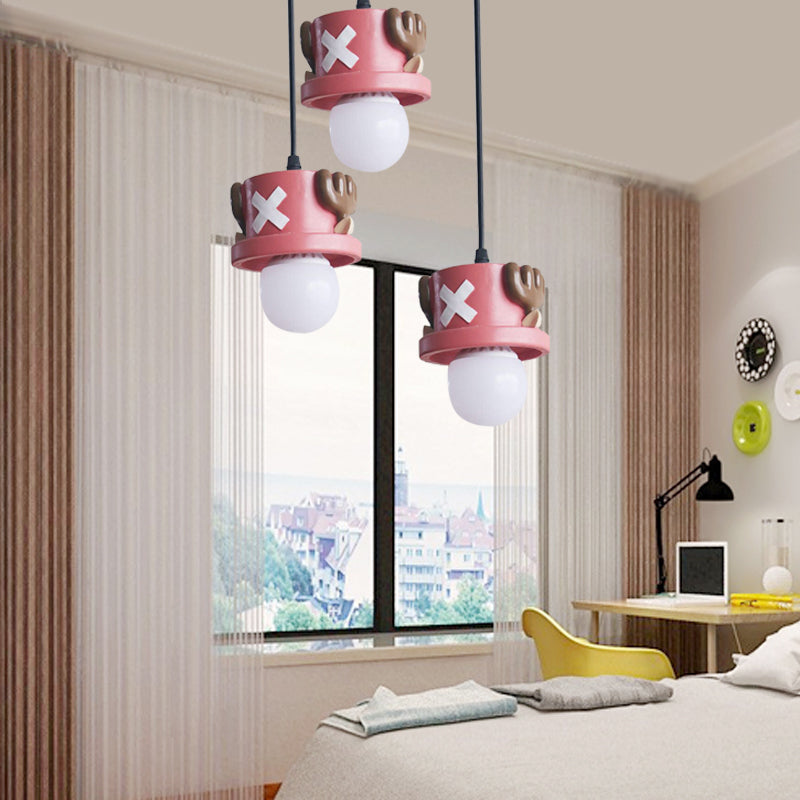 Cartoon Pirate Pendant Light - Resin Single Hanging Lamp For Corridor And Foyer (Red)