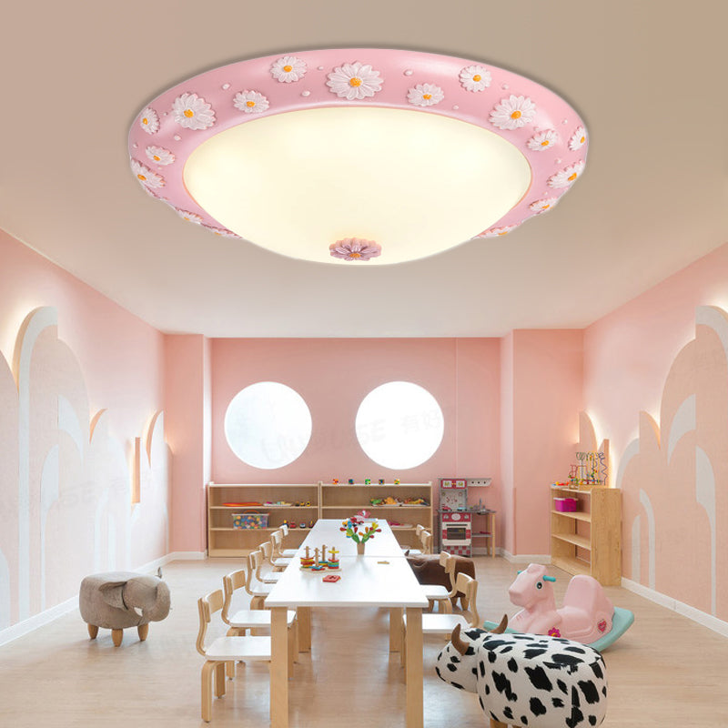 Cute LED Frosted Glass Bowl Ceiling Light for Child's Bedroom