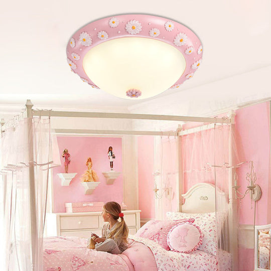 Cute LED Frosted Glass Bowl Ceiling Light for Child's Bedroom