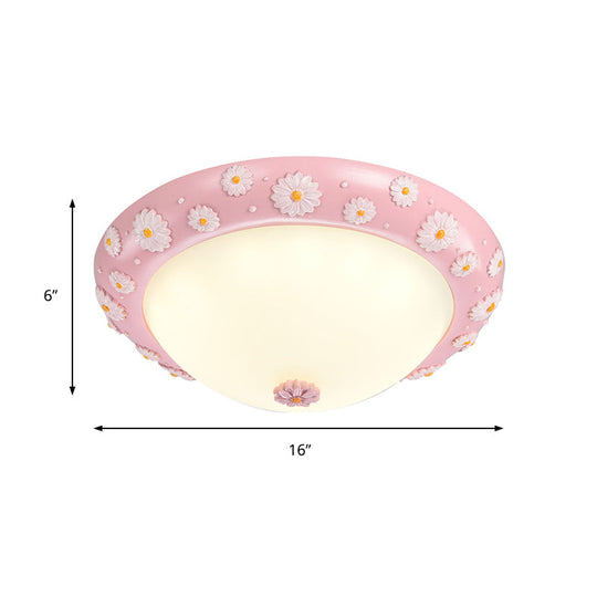 Cute LED Frosted Glass Bowl Ceiling Light for Child's Bedroom