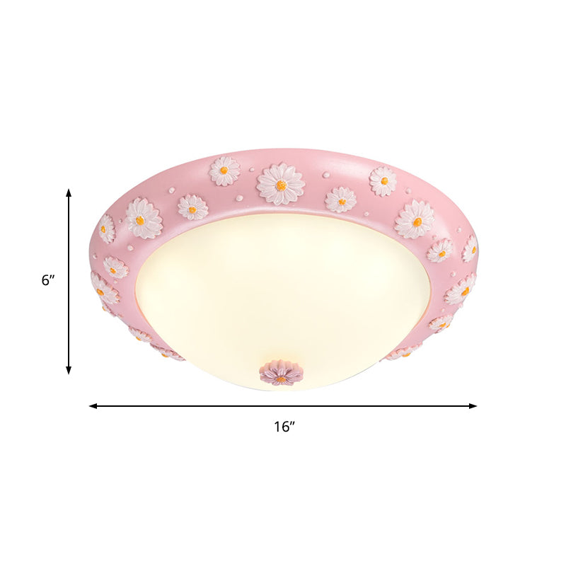 Cute Led Frosted Glass Bowl Ceiling Light For Childs Bedroom