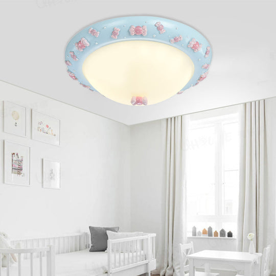 Cute LED Frosted Glass Bowl Ceiling Light for Child's Bedroom