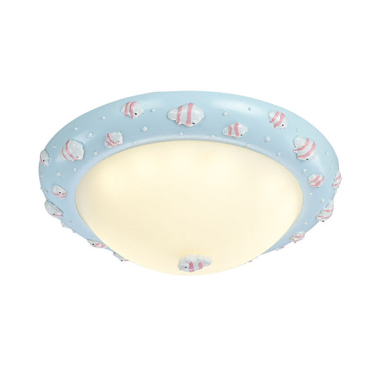 Cute LED Frosted Glass Bowl Ceiling Light for Child's Bedroom