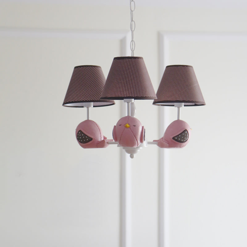 Macaron Colored Bird Chandelier: Resin Pendant Light For Kids Bedroom 3 / Pink