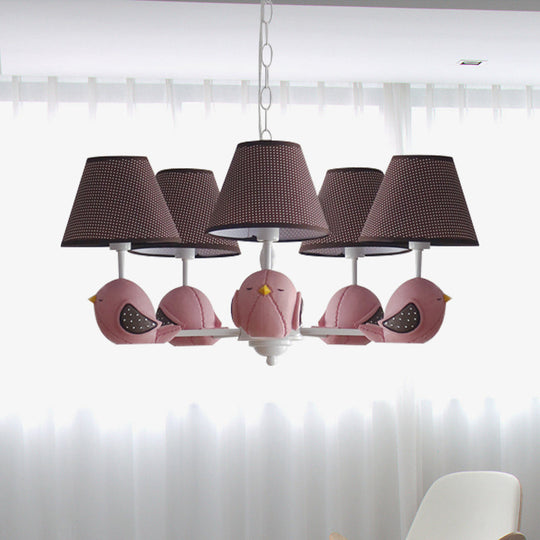 Macaron Colored Bird Chandelier: Resin Pendant Light For Kids Bedroom