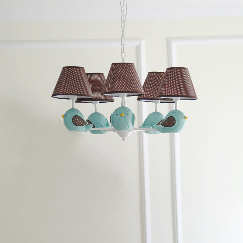 Macaron Colored Bird Chandelier: Resin Pendant Light For Kids Bedroom