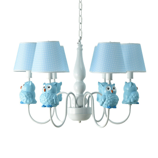 6-Light Cartoon Animal Pendant Chandelier For Nursing Room - Resin With Tapered Shade