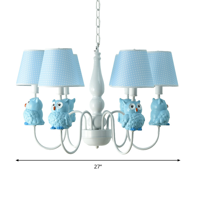 6-Light Cartoon Animal Pendant Chandelier For Nursing Room - Resin With Tapered Shade