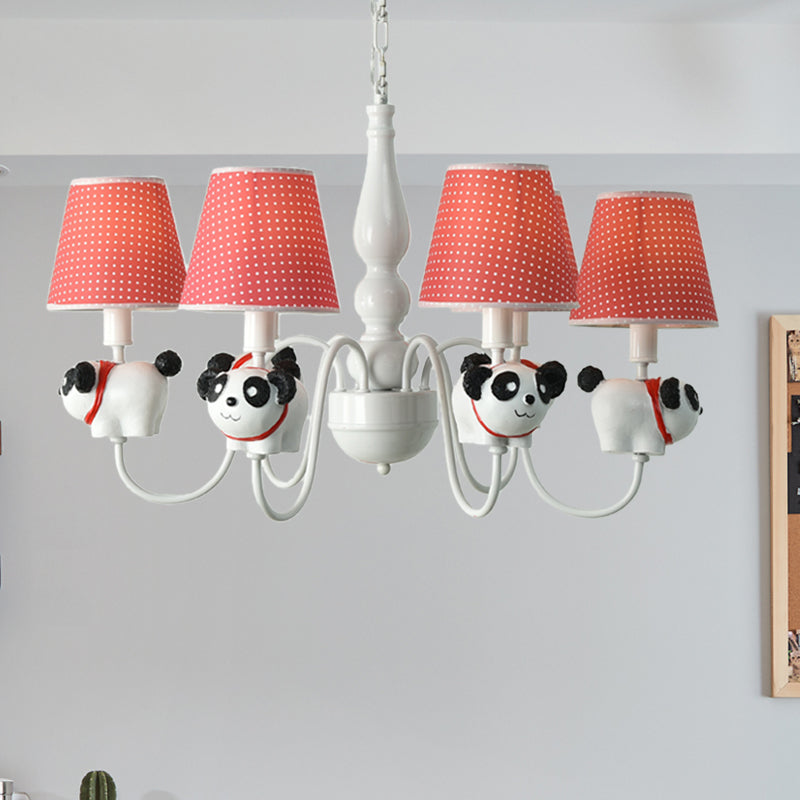 6-Light Cartoon Animal Pendant Chandelier For Nursing Room - Resin With Tapered Shade