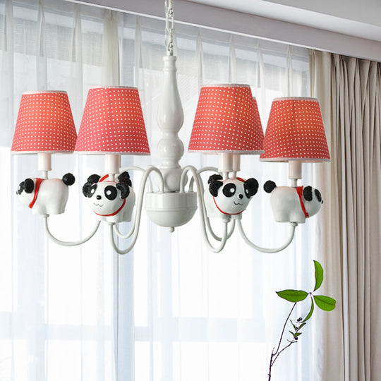 6-Light Cartoon Animal Pendant Chandelier For Nursing Room - Resin With Tapered Shade