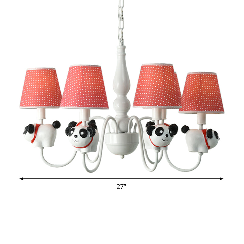 6-Light Cartoon Animal Pendant Chandelier For Nursing Room - Resin With Tapered Shade