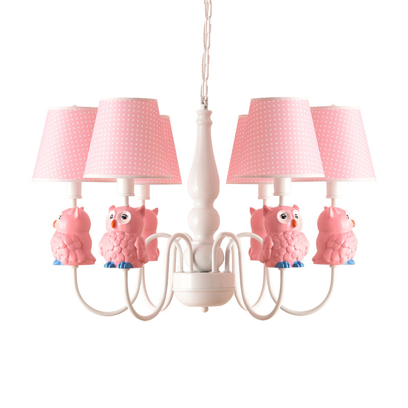 6-Light Cartoon Animal Pendant Chandelier For Nursing Room - Resin With Tapered Shade