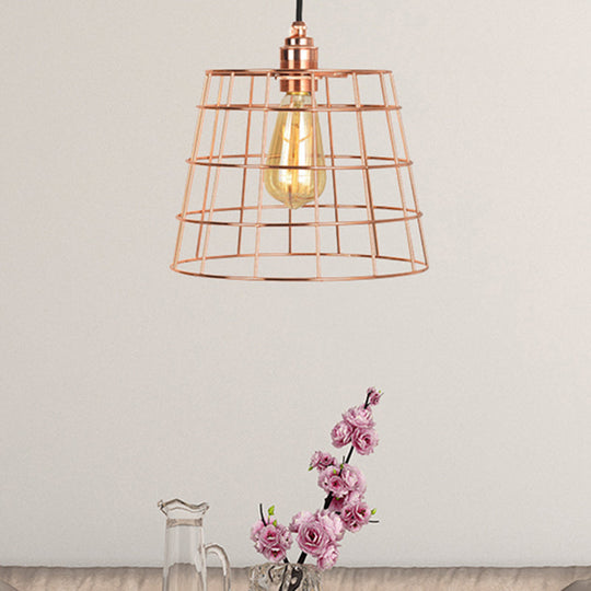 Copper Cone Iron Hanging Light Fixture – 1-Light Industrial Pendant Kit for Living Room