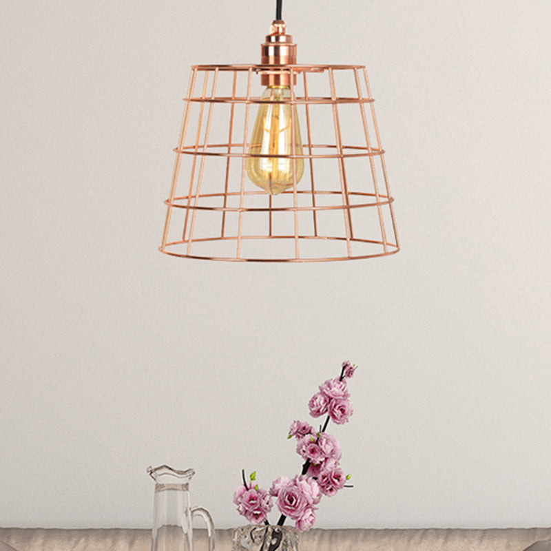 Copper Industrial Cone Iron Hanging Light Fixture With 1-Light For Living Room