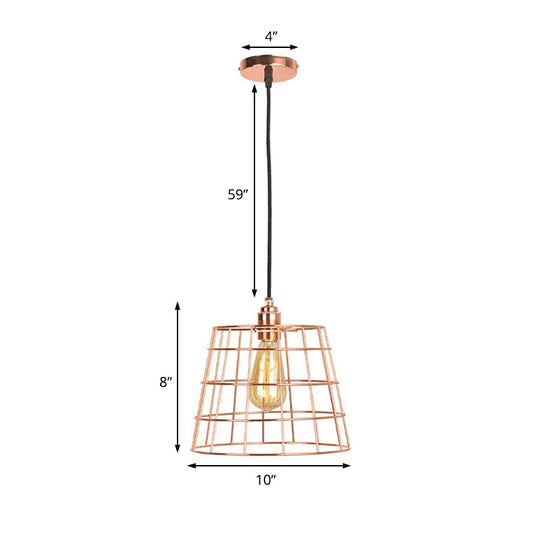 Copper Cone Iron Hanging Light Fixture – 1-Light Industrial Pendant Kit for Living Room