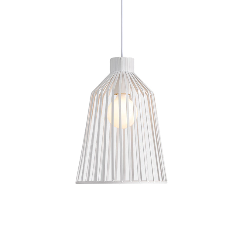 Nordic Style 1-Light Pendant Fixture in Grey/White/Coffee for Kitchen Island - Bell Wire Cage Design