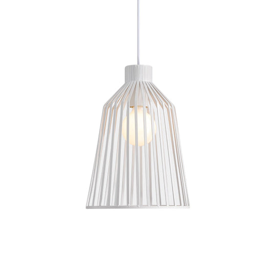 Nordic Style 1-Light Pendant Fixture in Grey/White/Coffee for Kitchen Island - Bell Wire Cage Design