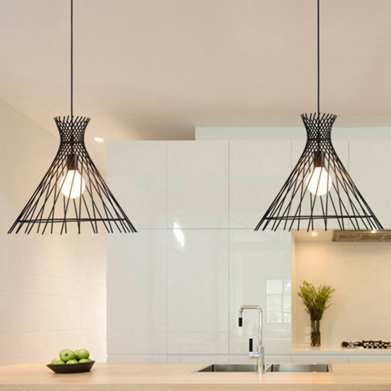 Modern Black Iron 1-Light Pendant Ceiling Lamp For Kitchen Island