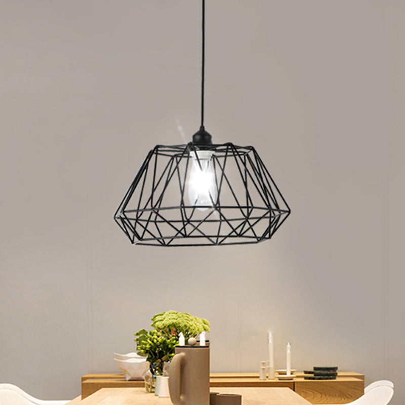 Modern Matte Black 1-Light Geometric Shade Ceiling Pendant for Dining Room