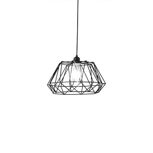 Modern Geometric Iron Ceiling Pendant With Matte Black Shade For Dining Room