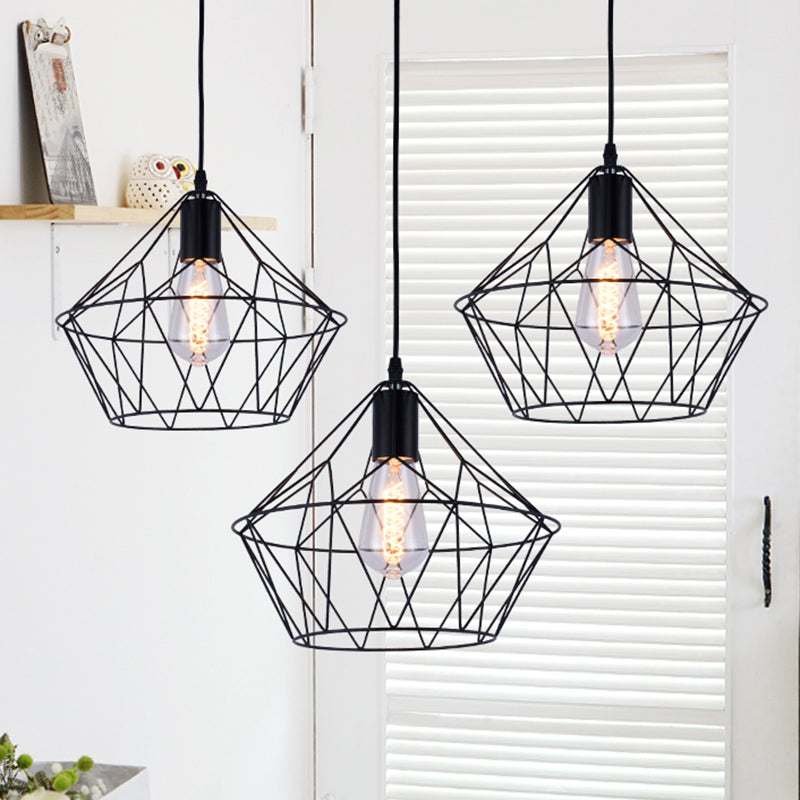 Modern Black Wire Cage Pendant Light Fixture - Stylish Indoor Hanging Lamp with 1-Light