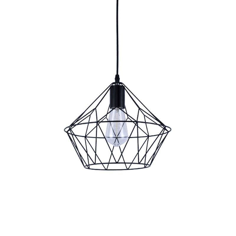 Modern Black Wire Cage Pendant Light Fixture - Stylish Indoor Hanging Lamp with 1-Light