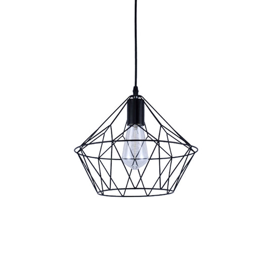 Modern Black Wire Cage Pendant Light Fixture - Stylish Indoor Hanging Lamp with 1-Light