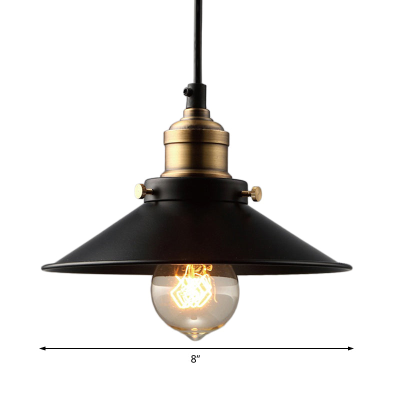 Industrial Black Cone Metal Pendant Ceiling Light - Stylish Single Bulb Hanging Lamp for Living Room