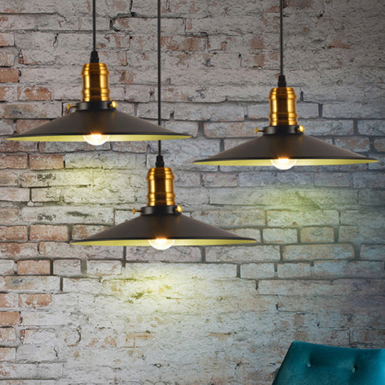 Industrial Black Flared Single Bulb Metal Pendant Light - 8.5"/10"/12" Wide - Stylish Dining Room Hanging Lamp