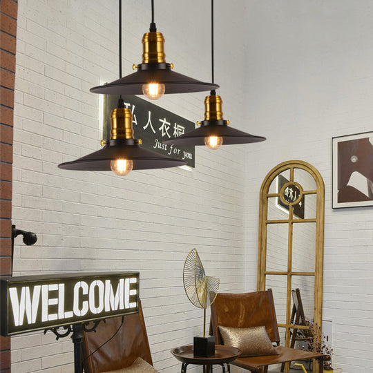 Industrial Black Flared Single Bulb Metal Pendant Light - 8.5"/10"/12" Wide - Stylish Dining Room Hanging Lamp