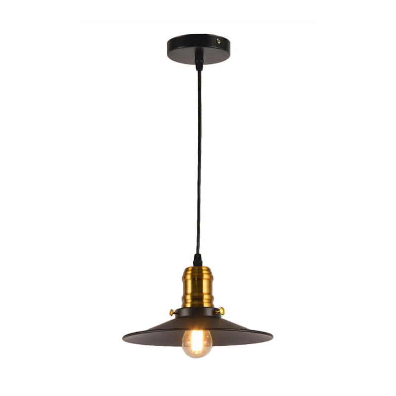 Industrial Black Flared Single Bulb Metal Pendant Light - 8.5"/10"/12" Wide - Stylish Dining Room Hanging Lamp