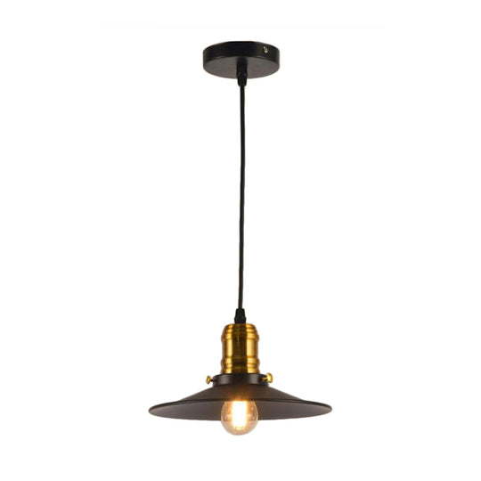 Industrial Black Flared Single Bulb Metal Pendant Light - 8.5"/10"/12" Wide - Stylish Dining Room Hanging Lamp