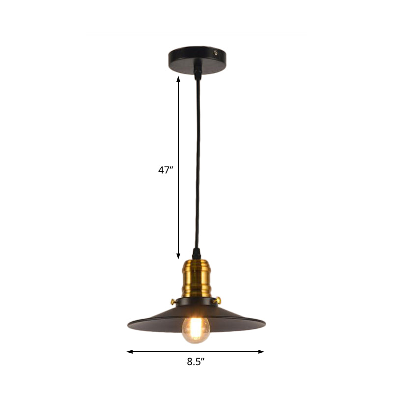 Industrial Black Flared Single Bulb Metal Pendant Light - 8.5"/10"/12" Wide - Stylish Dining Room Hanging Lamp