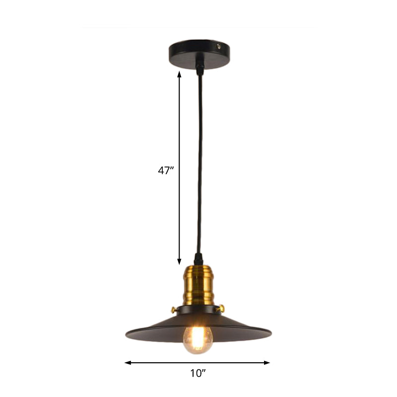 Industrial Black Single Bulb Pendant Light For Dining Room - 8.5 10 12 Width Options