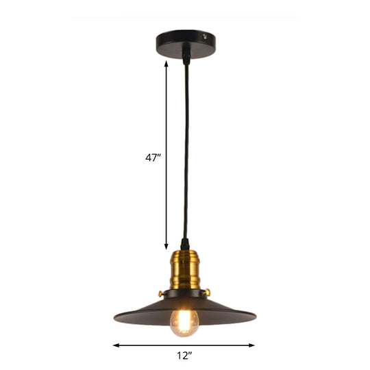 Industrial Black Flared Single Bulb Metal Pendant Light - 8.5"/10"/12" Wide - Stylish Dining Room Hanging Lamp