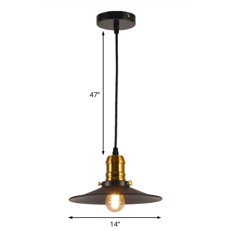 Industrial Black Flared Single Bulb Metal Pendant Light - 8.5"/10"/12" Wide - Stylish Dining Room Hanging Lamp