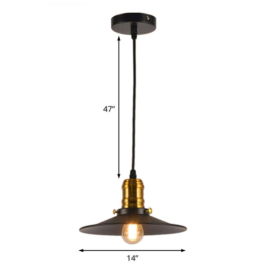 Industrial Black Flared Single Bulb Metal Pendant Light - 8.5"/10"/12" Wide - Stylish Dining Room Hanging Lamp