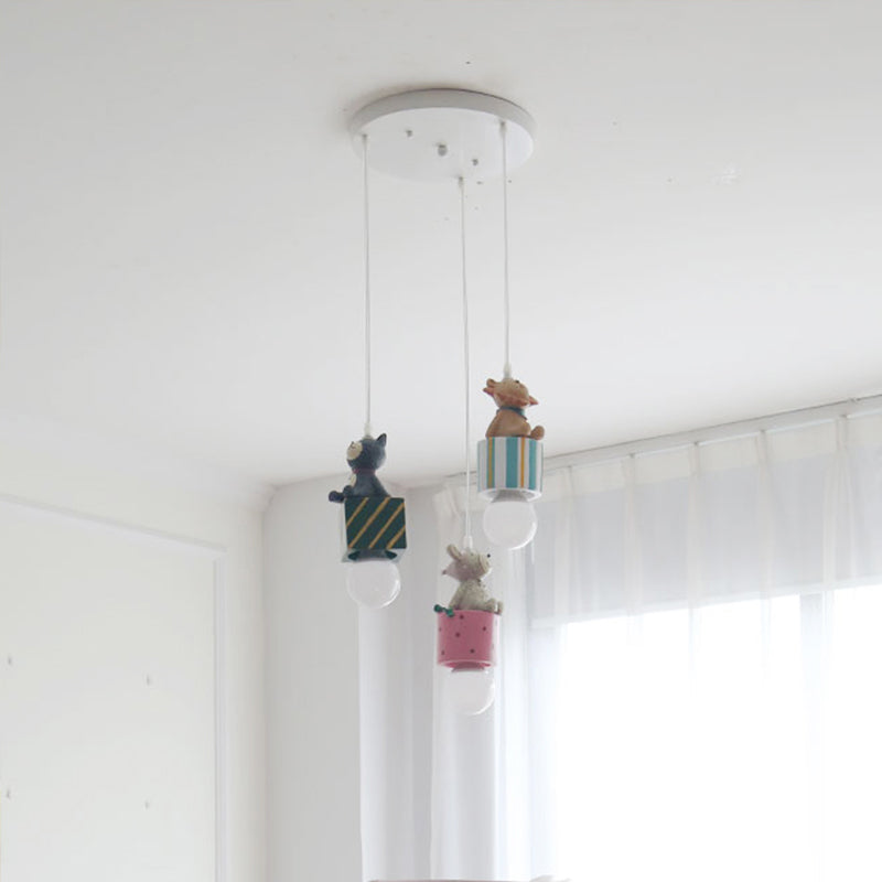 Contemporary Resin Animal Suspension Pendant Light For Dining Room Corridor And Kids