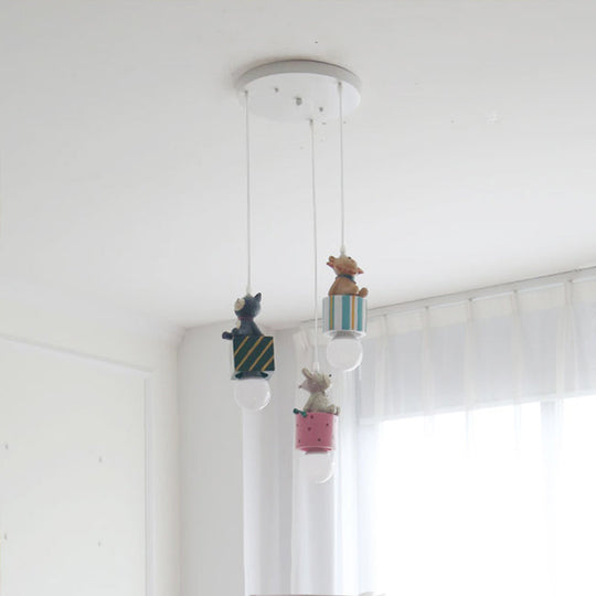 Contemporary Resin Animal Suspension Pendant Light For Dining Room Corridor And Kids